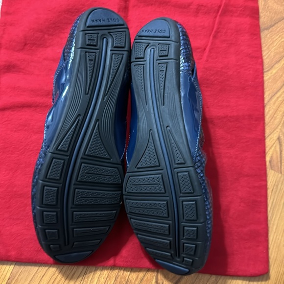 Cole Haan Zerogrand Navy Blue Snakeskin, Leather Ballet Flats - Picture 8 of 11